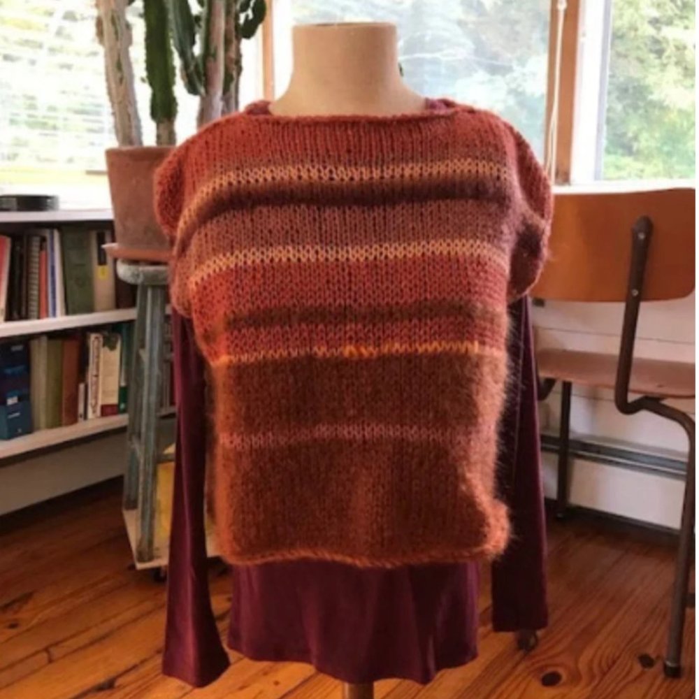 SALE! Autumn Leaves Handknit Cropped Vest OOAK